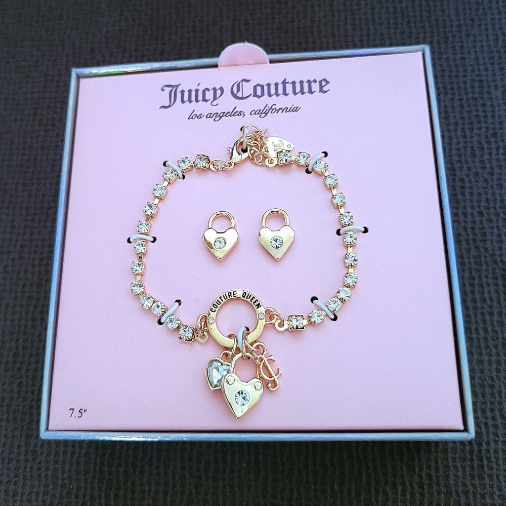 Juicy🍊 Couture Triple3️⃣ Charm Bracelet and Stud Earrings Set - NIB